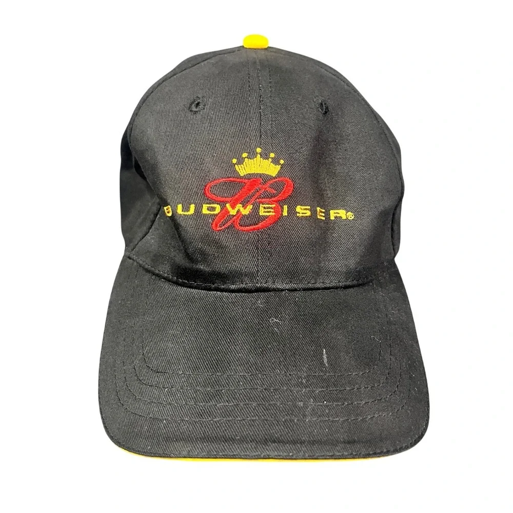 Vintage 2005 Budweiser Beer Embroidered Crown Logo Black Cap Adjustable Hat